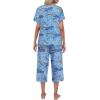 Ekouaer Women’s Pajamas Set Short Sleeve Top With Capri Pants Pjs Lounge & Sleepwear Set S-XXL(Cashew Navy Blue)