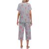 Ekouaer Women’s Pajamas Set Short Sleeve Top With Capri Pants Pjs Lounge & Sleepwear Set S-XXL(Gray/White Pot/Carton Animal)