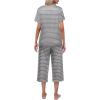 Ekouaer Women’s Pajamas Set Short Sleeve Top With Capri Pants Pjs Lounge & Sleepwear Set S-XXL(Gray/White Stripe)