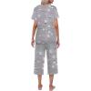 Ekouaer Women’s Pajamas Set Short Sleeve Top With Capri Pants Pjs Lounge & Sleepwear Set S-XXL(Grey/Coffee Cup)