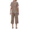 Ekouaer Women’s Pajamas Set Short Sleeve Top With Capri Pants Pjs Lounge & Sleepwear Set S-XXL(Leopard)