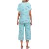Ekouaer Women’s Pajamas Set Short Sleeve Top With Capri Pants Pjs Lounge & Sleepwear Set S-XXL(Mint Green/Butterfly)