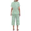 Ekouaer Women’s Pajamas Set Short Sleeve Top With Capri Pants Pjs Lounge & Sleepwear Set S-XXL(Mint Green/White Flower)