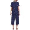 Ekouaer Women’s Pajamas Set Short Sleeve Top With Capri Pants Pjs Lounge & Sleepwear Set S-XXL(Navy/White Star)