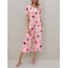 Ekouaer Women’s Pajamas Set Short Sleeve Top With Capri Pants Pjs Lounge & Sleepwear Set S-XXL(Pink/Cute Sheep)