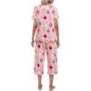 Ekouaer Women’s Pajamas Set Short Sleeve Top With Capri Pants Pjs Lounge & Sleepwear Set S-XXL(Pink/Cute Sheep)