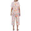 Ekouaer Women’s Pajamas Set Short Sleeve Top With Capri Pants Pjs Lounge & Sleepwear Set S-XXL(White/Orange Flower)
