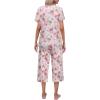 Ekouaer Women’s Pajamas Set Short Sleeve Top With Capri Pants Pjs Lounge & Sleepwear Set S-XXL(White/Red Flower)