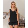 Ekouaer Womens Pajamas Sets Soft Comfy Sleeveless Sleepwear Tank and Shorts Pj Set Summer 2 Piece Loungewear(Black)