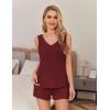 Ekouaer Womens Pajamas Sets Soft Comfy Sleeveless Sleepwear Tank and Shorts Pj Set Summer 2 Piece Loungewear(Wine Red)