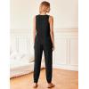 Ekouaer Women’s Pajamas Sleeveless Summer Lounge Set Ribbed Knit Pj Loungewear Soft Tank Sleepwear Nightwear S-XXL(Black)