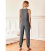 Ekouaer Women’s Pajamas Sleeveless Summer Lounge Set Ribbed Knit Pj Loungewear Soft Tank Sleepwear Nightwear S-XXL(Dark Gray)