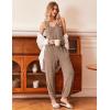 Ekouaer Women’s Pajamas Sleeveless Summer Lounge Set Ribbed Knit Pj Loungewear Soft Tank Sleepwear Nightwear S-XXL(Light Brown)