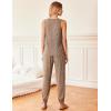 Ekouaer Women’s Pajamas Sleeveless Summer Lounge Set Ribbed Knit Pj Loungewear Soft Tank Sleepwear Nightwear S-XXL(Light Brown)