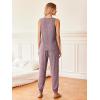 Ekouaer Women’s Pajamas Sleeveless Summer Lounge Set Ribbed Knit Pj Loungewear Soft Tank Sleepwear Nightwear S-XXL(Maroon)