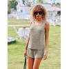 Ekouaer Women’s Pajamas Sleeveless V Neck Pjs Set Ribbed Knit Summer Loungewear Sleepwear S-XXL(Kahki)