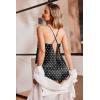 Ekouaer Womens Satin Pajama Set, Backless Cami Top and Shorts Soft Sleepwear for Lounging or Sleepwear(Black White Wave Dot)
