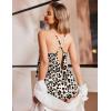 Ekouaer Womens Satin Pajama Set, Backless Cami Top and Shorts Soft Sleepwear for Lounging or Sleepwear(Black and Brown Leopard)