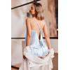 Ekouaer Womens Satin Pajama Set, Backless Cami Top and Shorts Soft Sleepwear for Lounging or Sleepwear(Blue Striped)