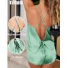Ekouaer Womens Satin Pajama Set, Backless Cami Top and Shorts Soft Sleepwear for Lounging or Sleepwear(Bright Green)