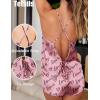 Ekouaer Womens Satin Pajama Set, Backless Cami Top and Shorts Soft Sleepwear for Lounging or Sleepwear(Bright Pink Love)