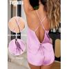Ekouaer Womens Satin Pajama Set, Backless Cami Top and Shorts Soft Sleepwear for Lounging or Sleepwear(Bright Purple)