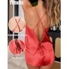 Ekouaer Womens Satin Pajama Set, Backless Cami Top and Shorts Soft Sleepwear for Lounging or Sleepwear(Bright Red)