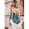 Ekouaer Womens Satin Pajama Set, Backless Cami Top and Shorts Soft Sleepwear for Lounging or Sleepwear(Dark Blue Leopard)