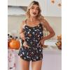 Ekouaer Womens Satin Pajama Set, Backless Cami Top and Shorts Soft Sleepwear for Lounging or Sleepwear(Halloween Black)