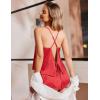 Ekouaer Womens Satin Pajama Set, Backless Cami Top and Shorts Soft Sleepwear for Lounging or Sleepwear(Red Leopard)