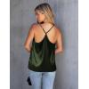 Ekouaer Womens Silk Satin Cami Tank Top 2026 Mesh V-Neck Adjustable Strap Sleeveless Summer Camisole Blouse(Army Green)