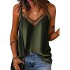 Ekouaer Womens Silk Satin Cami Tank Top 2026 Mesh V-Neck Adjustable Strap Sleeveless Summer Camisole Blouse(Army Green)