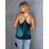 Ekouaer Womens Silk Satin Cami Tank Top 2026 Mesh V-Neck Adjustable Strap Sleeveless Summer Camisole Blouse(Black/Blue Green)