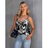 Ekouaer Womens Silk Satin Cami Tank Top 2026 Mesh V-Neck Adjustable Strap Sleeveless Summer Camisole Blouse(Black/White)