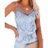 Ekouaer Womens Silk Satin Cami Tank Top 2026 Mesh V-Neck Adjustable Strap Sleeveless Summer Camisole Blouse(Blue Flowers)