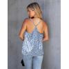 Ekouaer Womens Silk Satin Cami Tank Top 2026 Mesh V-Neck Adjustable Strap Sleeveless Summer Camisole Blouse(Blue Flowers)
