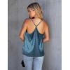 Ekouaer Womens Silk Satin Cami Tank Top 2026 Mesh V-Neck Adjustable Strap Sleeveless Summer Camisole Blouse(Blue Leopard)