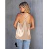 Ekouaer Womens Silk Satin Cami Tank Top 2026 Mesh V-Neck Adjustable Strap Sleeveless Summer Camisole Blouse(Champagne)