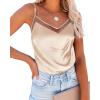 Ekouaer Womens Silk Satin Cami Tank Top 2026 Mesh V-Neck Adjustable Strap Sleeveless Summer Camisole Blouse(Champagne)