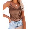 Ekouaer Womens Silk Satin Cami Tank Top 2026 Mesh V-Neck Adjustable Strap Sleeveless Summer Camisole Blouse(Coffee)