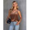 Ekouaer Womens Silk Satin Cami Tank Top 2026 Mesh V-Neck Adjustable Strap Sleeveless Summer Camisole Blouse(Coffee)
