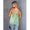 Ekouaer Womens Silk Satin Cami Tank Top 2026 Mesh V-Neck Adjustable Strap Sleeveless Summer Camisole Blouse(Ice Green)