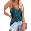 Ekouaer Womens Silk Satin Cami Tank Top 2026 Mesh V-Neck Adjustable Strap Sleeveless Summer Camisole Blouse(Lake Blue)