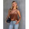Ekouaer Womens Silk Satin Cami Tank Top 2026 Mesh V-Neck Adjustable Strap Sleeveless Summer Camisole Blouse(Light Coffee)
