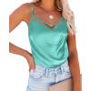 Ekouaer Womens Silk Satin Cami Tank Top 2026 Mesh V-Neck Adjustable Strap Sleeveless Summer Camisole Blouse(Light Green)