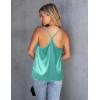 Ekouaer Womens Silk Satin Cami Tank Top 2026 Mesh V-Neck Adjustable Strap Sleeveless Summer Camisole Blouse(Light Green)