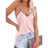 Ekouaer Womens Silk Satin Cami Tank Top 2026 Mesh V-Neck Adjustable Strap Sleeveless Summer Camisole Blouse(Light Pink)