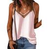 Ekouaer Womens Silk Satin Cami Tank Top 2026 Mesh V-Neck Adjustable Strap Sleeveless Summer Camisole Blouse(Light Pink)