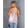 Ekouaer Womens Silk Satin Cami Tank Top 2026 Mesh V-Neck Adjustable Strap Sleeveless Summer Camisole Blouse(Light Pink)