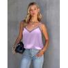 Ekouaer Womens Silk Satin Cami Tank Top 2026 Mesh V-Neck Adjustable Strap Sleeveless Summer Camisole Blouse(Lilac)